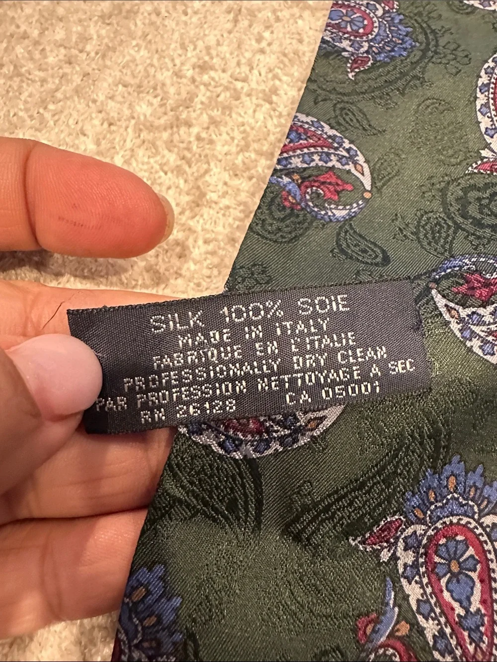 100% silk Paisley Print Silk Scarf in Forest Green